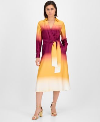 Tahari ASL - Women's Ombr&eacute; Faux-Wrap Dress