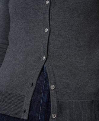 Petite Crewneck 3/4-Sleeve Cardigan Sweater