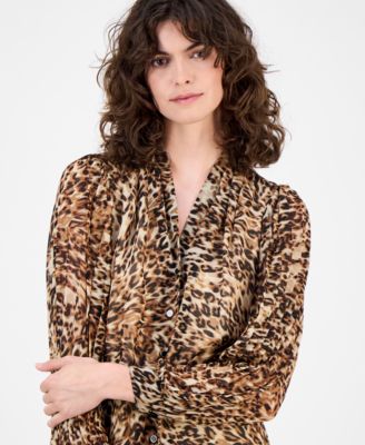 Petite Animal-Print Blouse