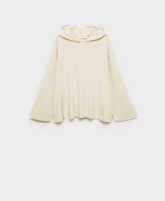 MANGO - Women's Ribbed Knit Hoodie Sweatshirt