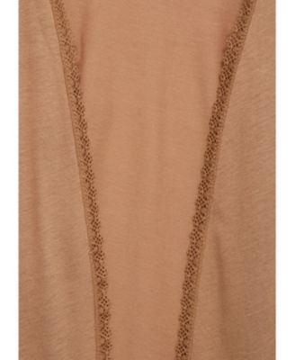 Women's Contrast Lace Cotton Robe