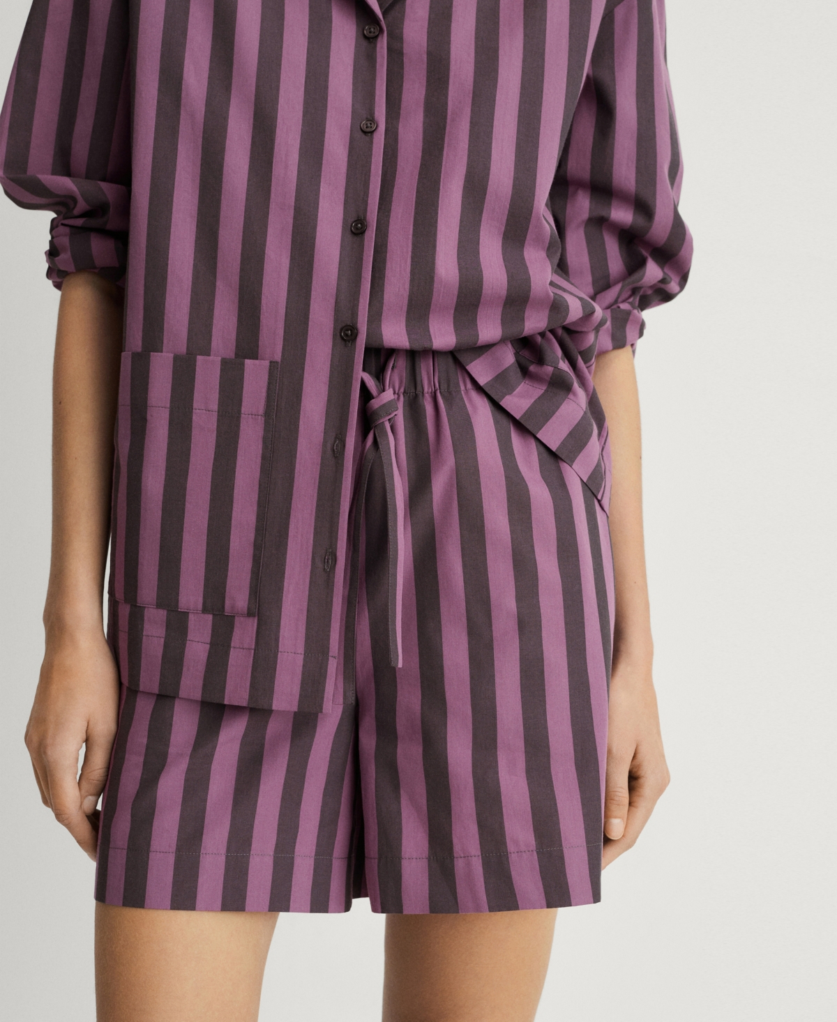 Women's Bicolor Woven Stripe Shorts - Brown