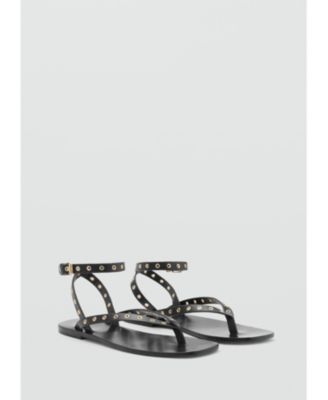 MANGO - Women's Die-Cut Straps Leather Sandals