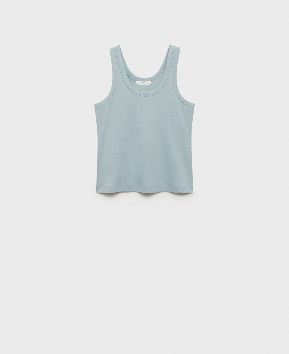 Mango Scoop Neck Cotton Tank In Blue