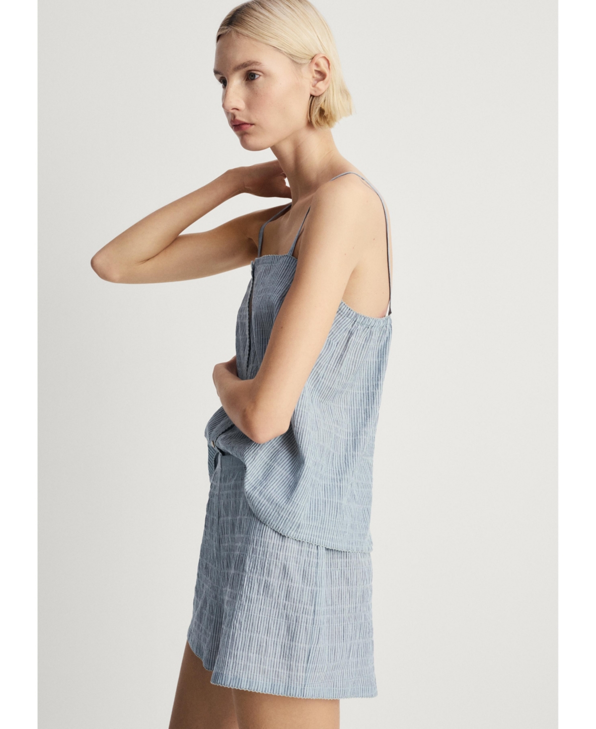 Mango Women's 2-piece Seersucker Stripe Cotton Pajama Set
