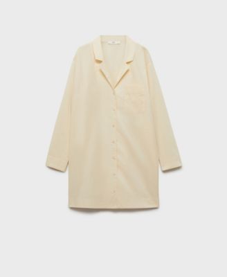 MANGO - Women's Garment-Washed Cotton Nightgown