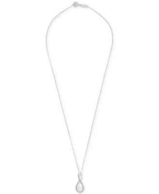 Cultured Freshwater Pearl (6mm) & Diamond (1/10 ct. t.w.) Infinity 18" Pendant Necklace in 10k White Gold