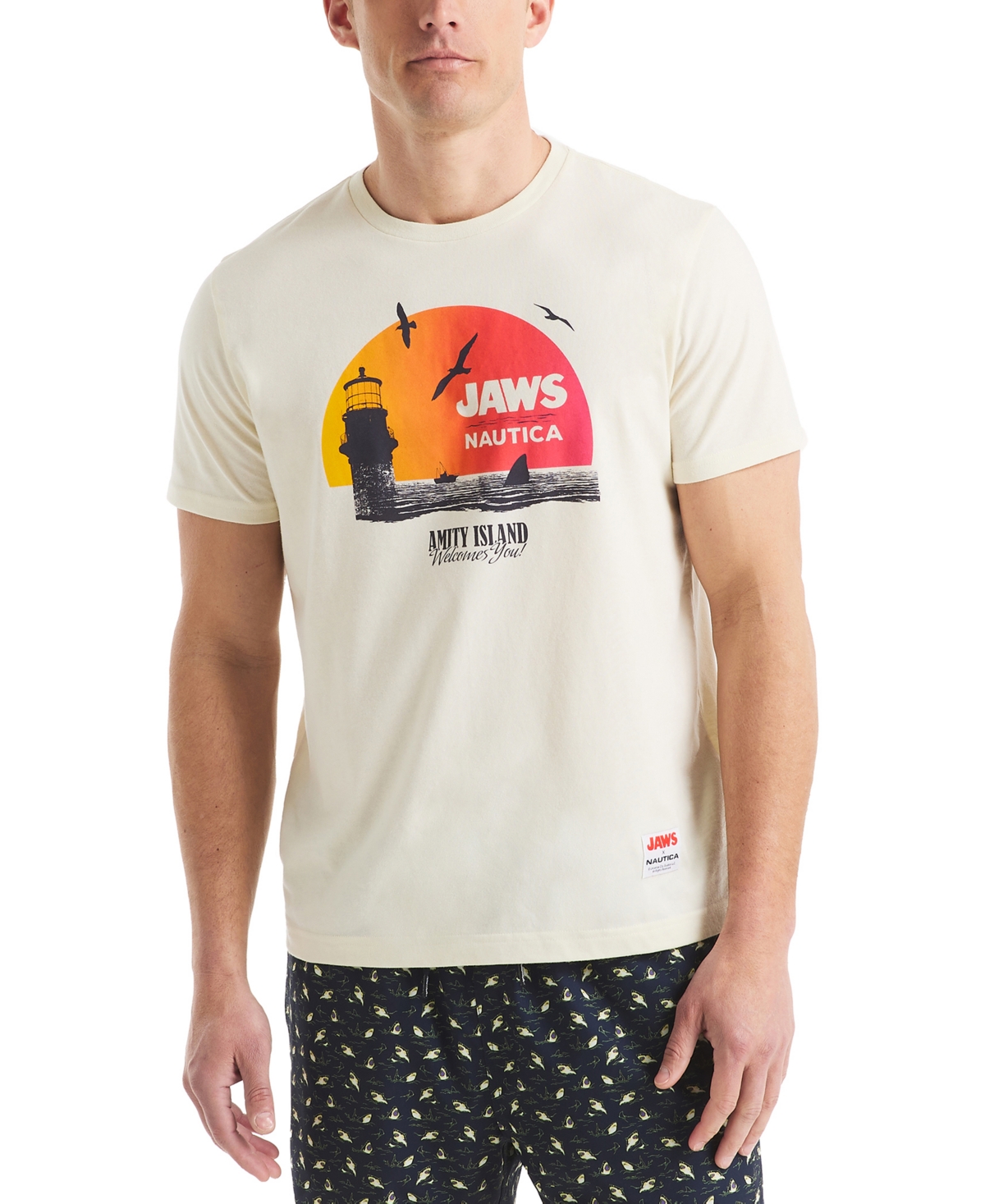 Jaws x Nautica Men's Classic-Fit Graphic T-Shirt - Natural