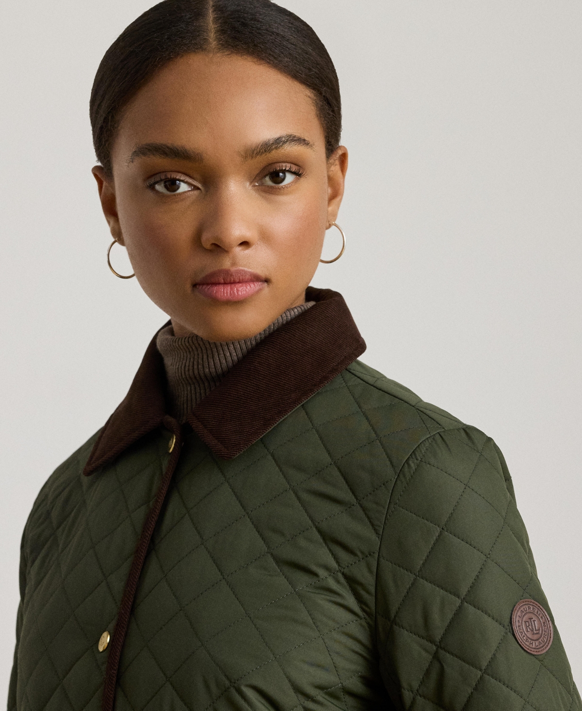 Ralph Lauren Petite Quilted Coat In Green