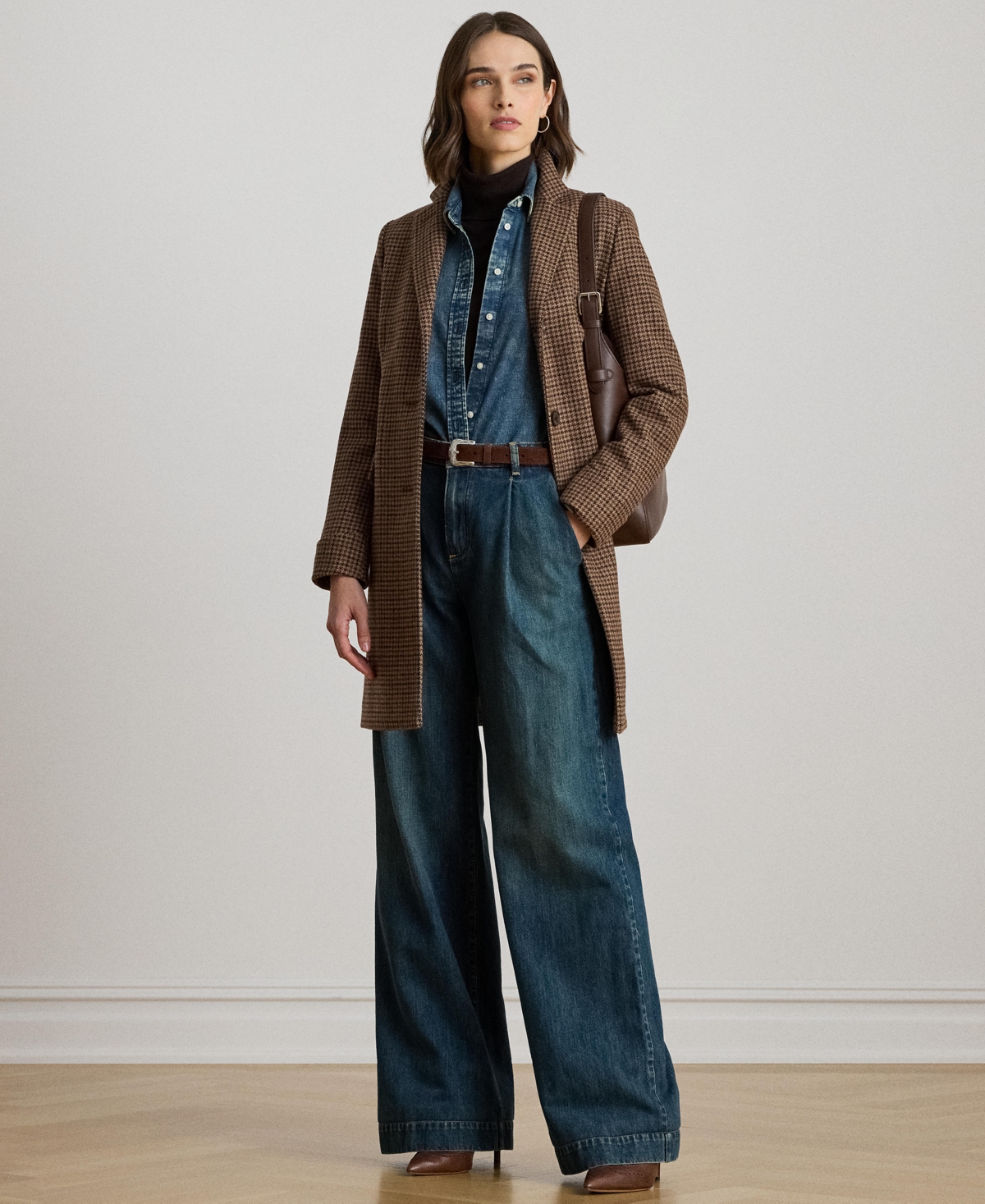 Ralph Lauren Petite Notched-collar Walker Coat In Brown