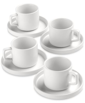 The Cellar - Whiteware 8-Pc. Espresso Cup and Saucer Set, Service for 4