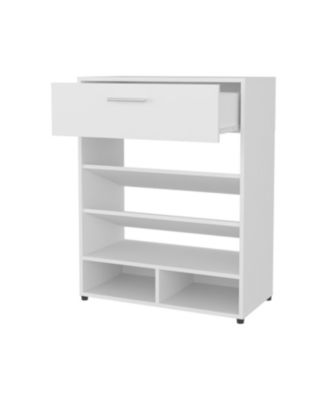 Onawa Modern Shoe Rack with Drawer, White