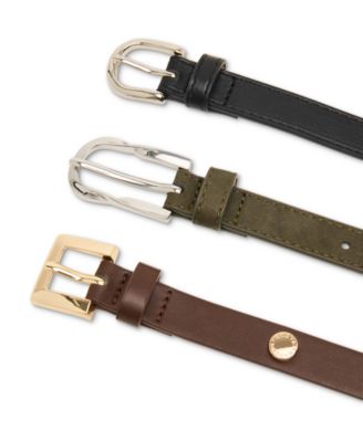 0.78" Mixed Faux-Leather Belts, Set of 3
