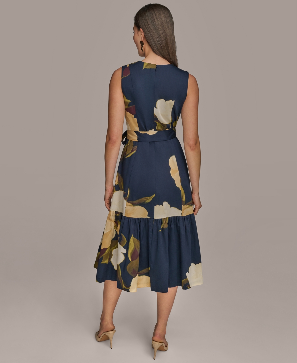 Donna Karan Sleeveless Faux Wrap Midi Dress