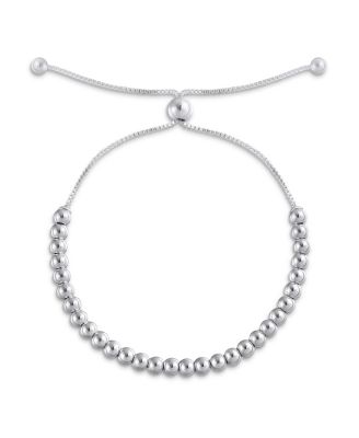 Minimalist Layering .925 Sterling Silver 3MM Seed Bead Bolo Slide Bracelet Adjustable Slide 6.5- 8 Inch