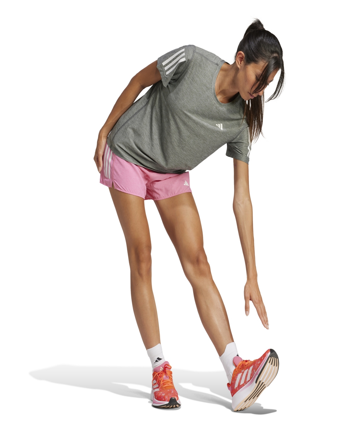 Adidas Originals Women's Own The Run Short-sleeve Running Tee In Gray
