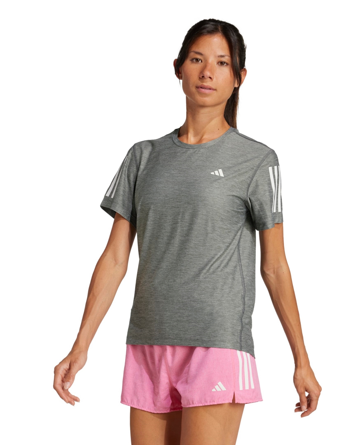 Adidas Originals Women's Own The Run Short-sleeve Running Tee In Gray