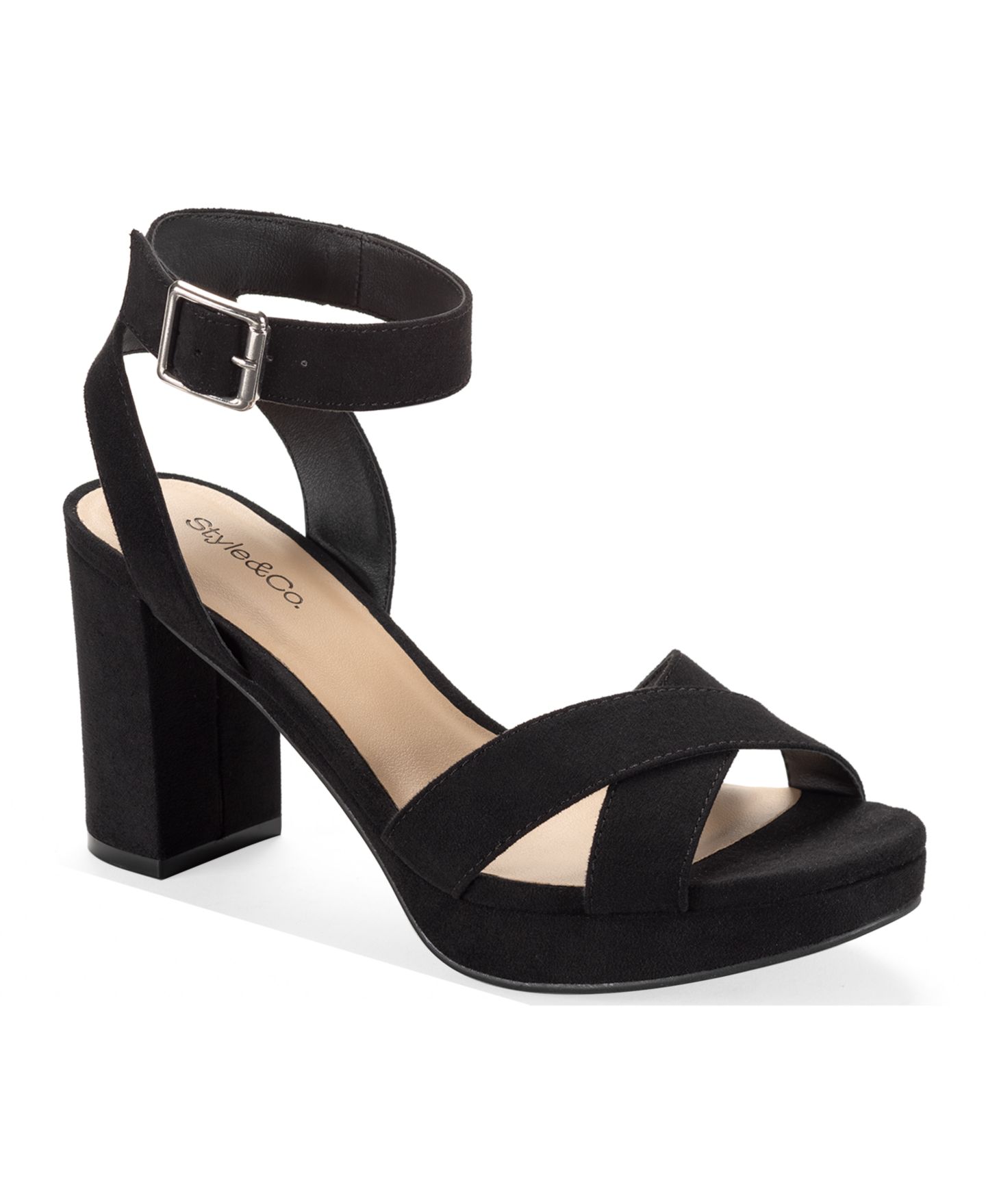 Женские сандалии Style & Co Shannonn Block Heel Dress Sandals, цвет: Чёрный — фото 1