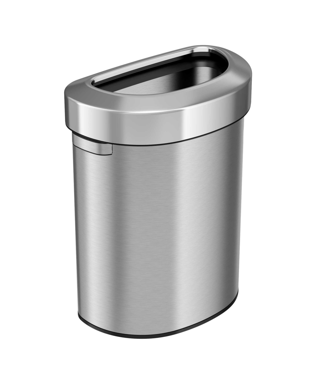 Stainless Steel Semi-Round Open Top Trash Can, Silver - Stainless steel