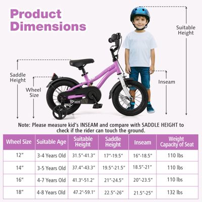 Slickblue Kids Bicycle with Dual Brakes and Training Wheels for Beginner Riders