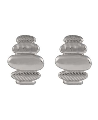 Silver Tone Polished and Textured Drop Earrings