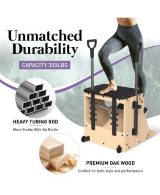 Pilates Combo Chair – Oak Frame, Resistance Bands & Split Pedals for Home/Studio