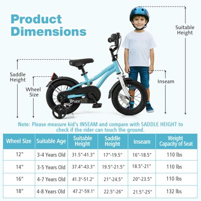 Slickblue Kids Bike with Training Wheels for Older Children Adjustable Seat and Handlebar