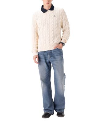 Men's Crew Neck Cable Knit Sweater