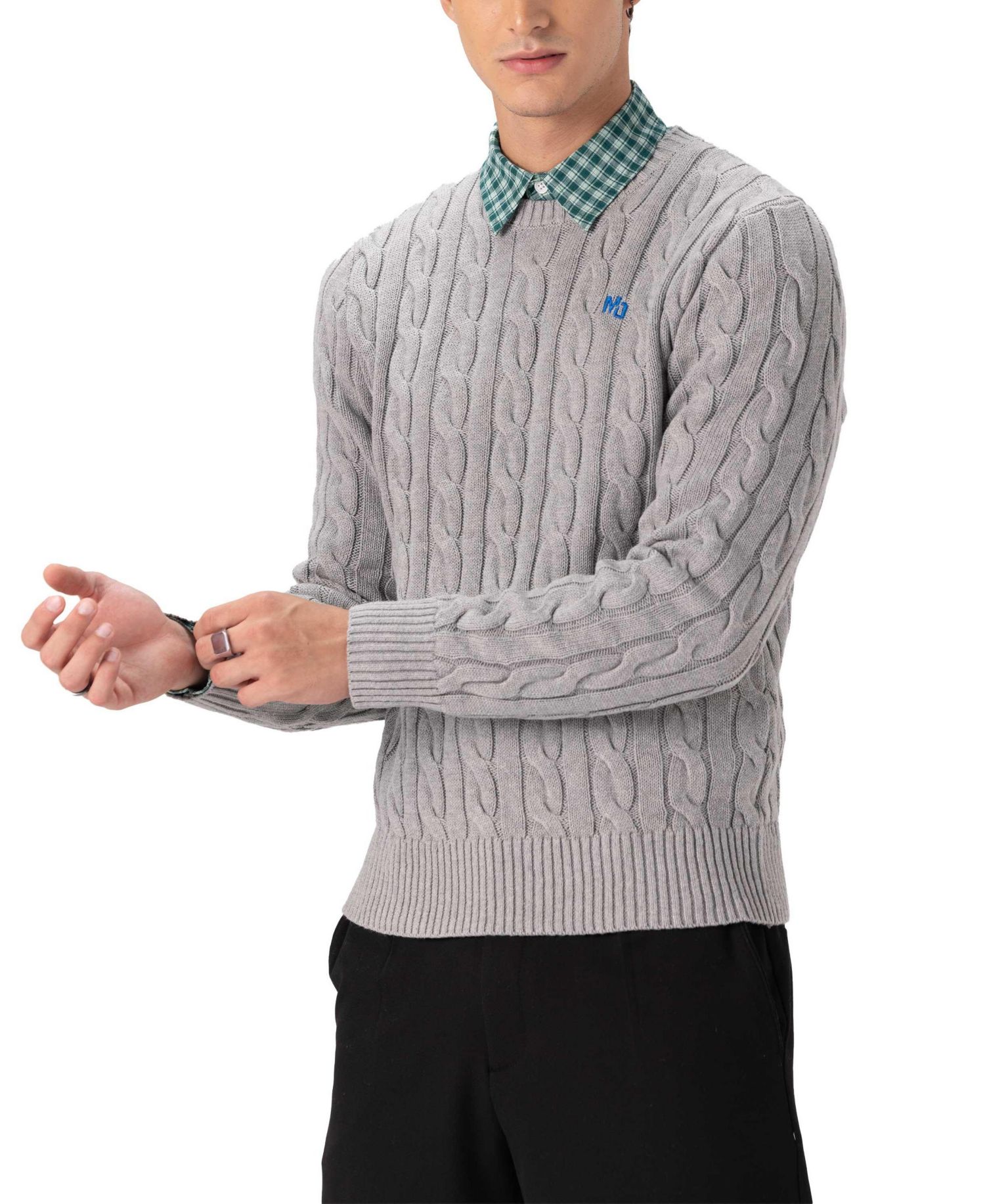 Men's Crew Neck Cable Knit Sweater