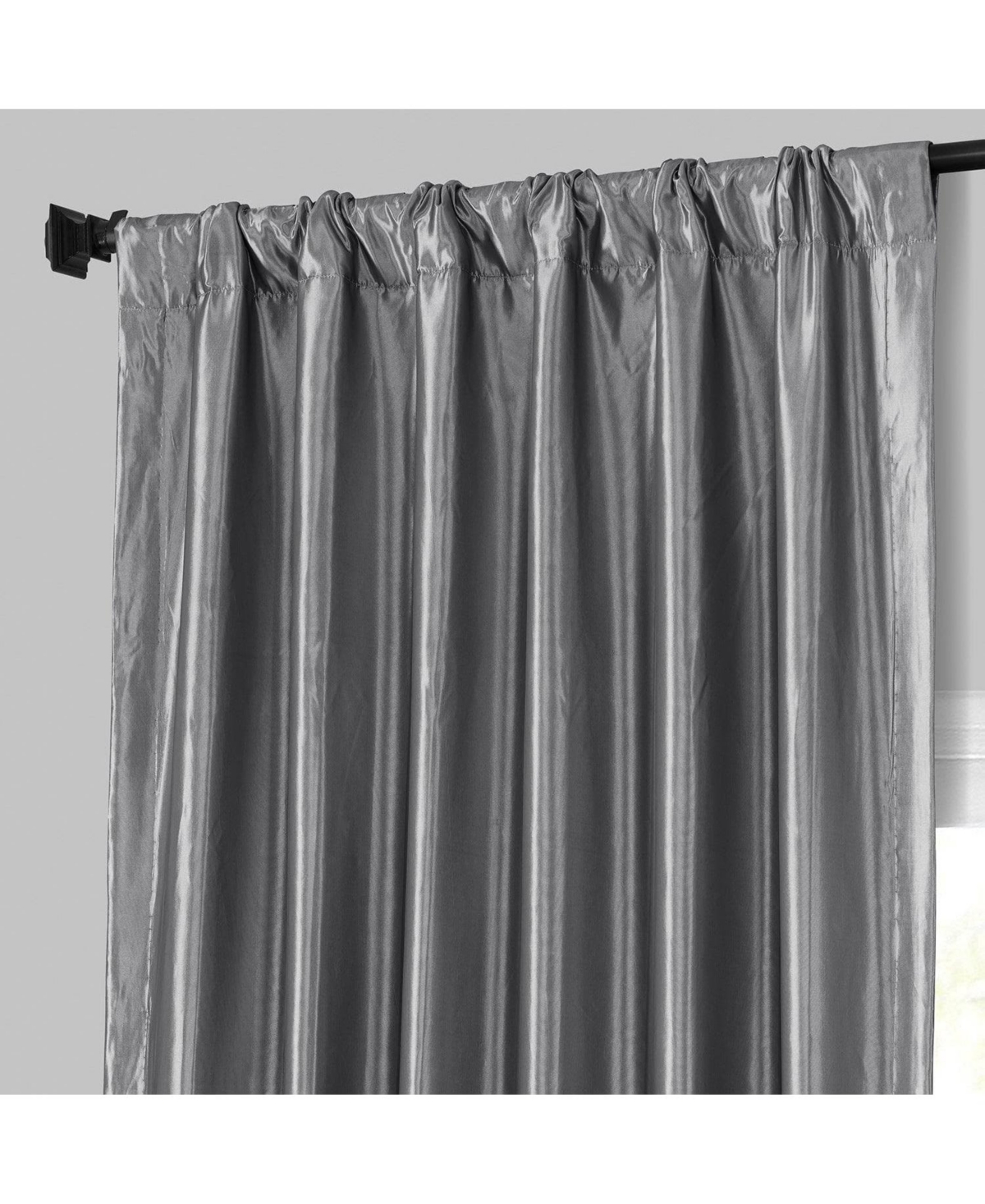 Half Price Drapes Platinum Solid Faux Silk Taffeta Room Darkening Curtain