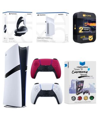 PlayStation 5 Pro Digital Bundle with Disc Drive, Extra Controller, Pulse Elite Headset, MightySkins Voucher and 2 Year Extended Warranty - Cobal