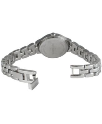 Women 22mm Round Silver Self-Adjust Link Bracelet Watch