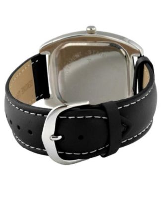 Женские черные часы Peugeot Boyfriend с 40-миллиметровым безелем из хрусталя и кожаным ремешком