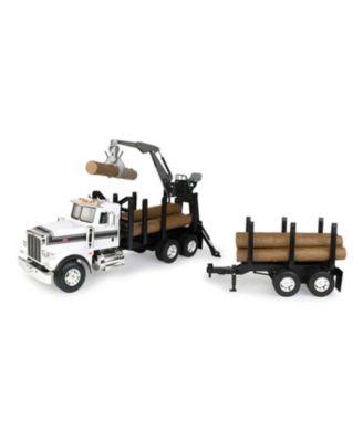 1/16 Big Farm Peterbilt Model Log Truck With Pup Trailer And Logs