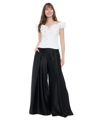 Women's Scuba Crepe Ruffled-Neckline Top