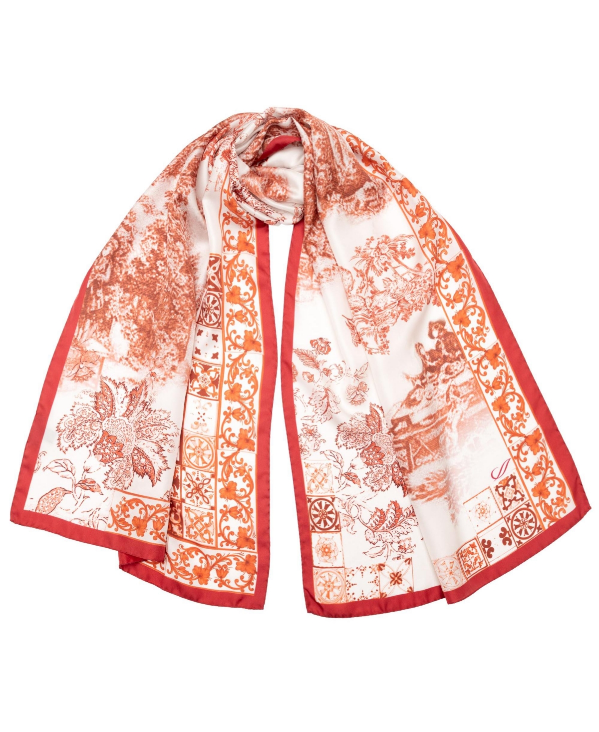 Toile - Long Silk Scarf for Women - Red
