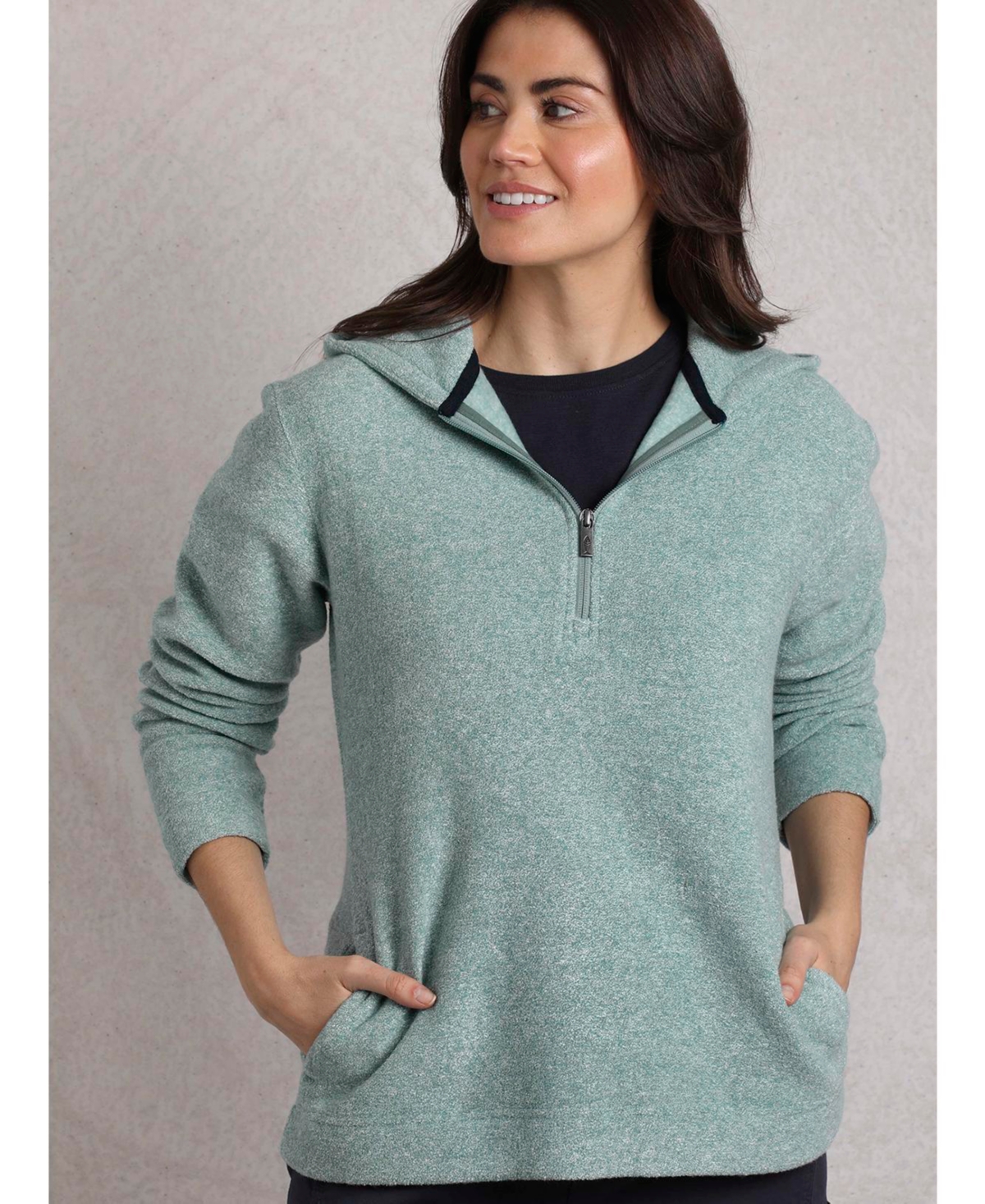 Women's Alisa 1/4 Zip Snow Marl Fleece Hoodie - Mineral blue