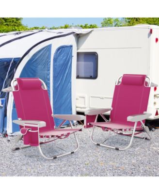 Portable Backpack Beach Chair with Cup Holder for Outdoor Use