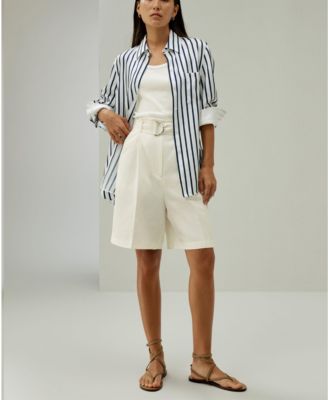 Women's Chic Silk-Linen Blend Bermuda Shorts