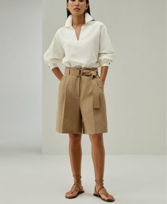 Women's Chic Silk-Linen Blend Bermuda Shorts