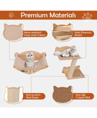 Cat Wall Furniture Set of 4 with Hammock 2-step Cat Tree and Perch