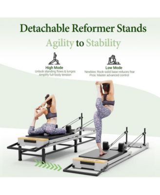 91" Adjustable Height Pilates Reformer – Piano Wire Springs, Jump Board, Foldable Design