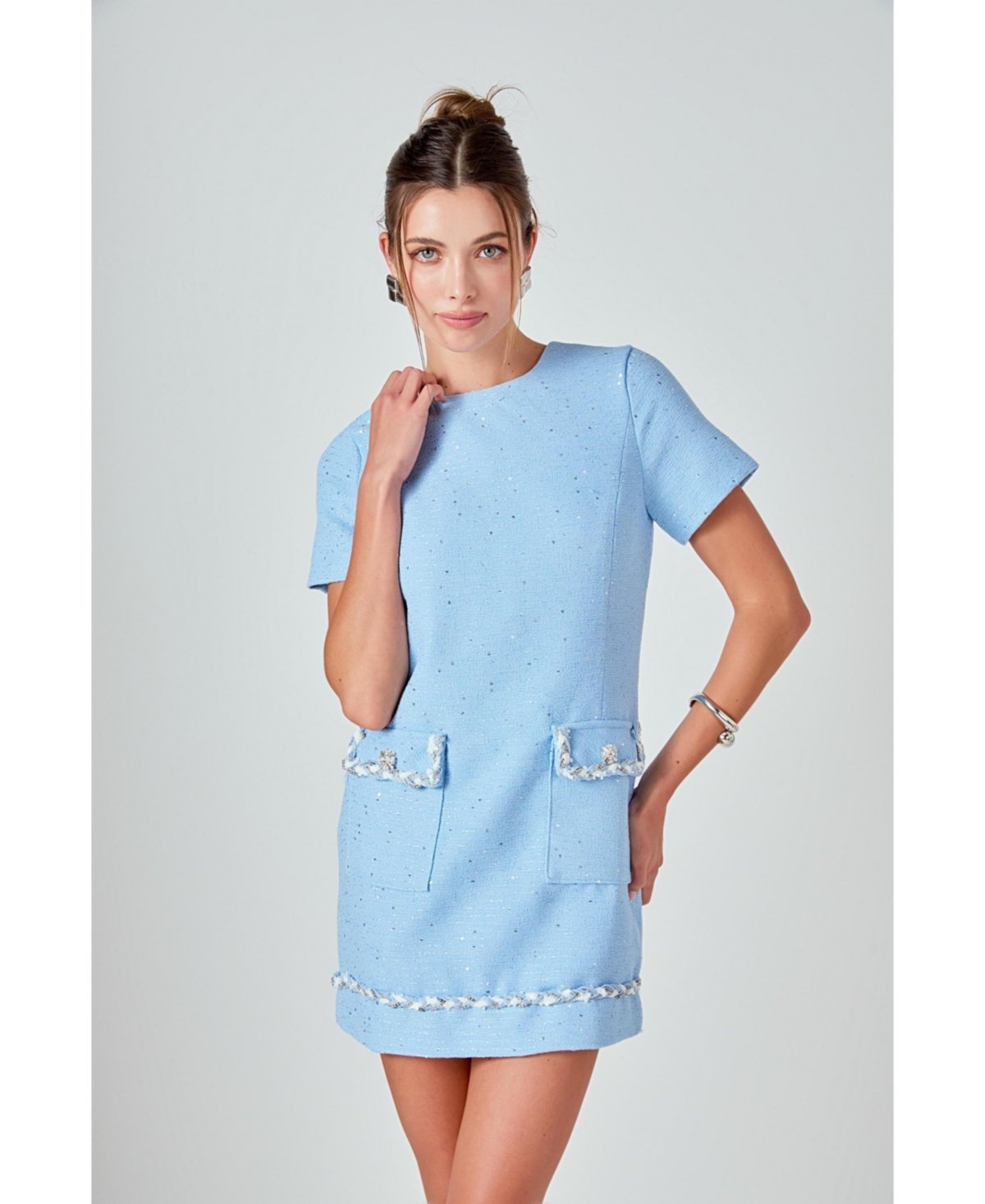 Women's Chain Embellished Mini Dress - Blue