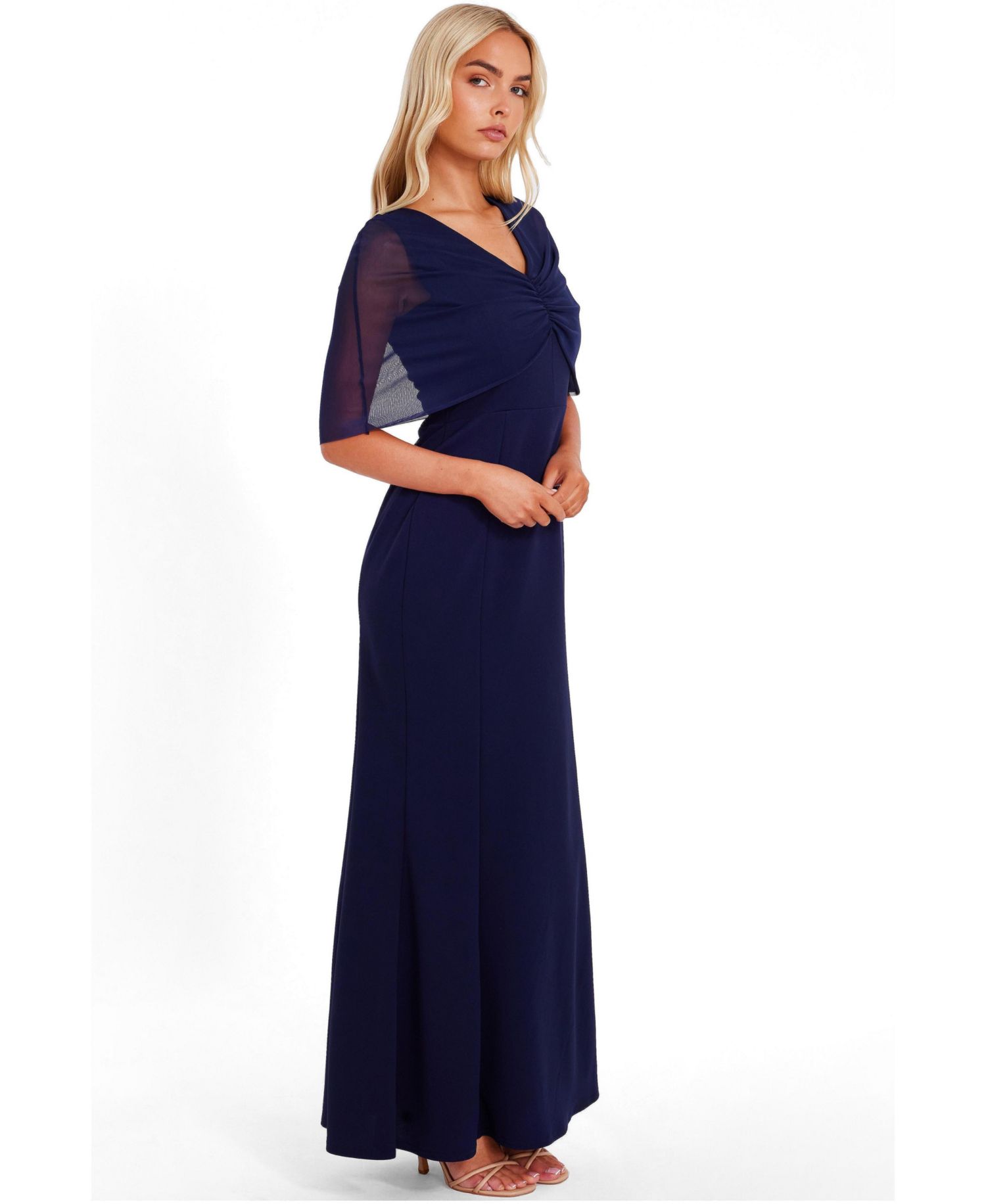 Women's Mesh Cape Maxi Dress