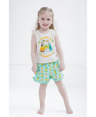 Toddler Girls Disney Princess Moana Belle Minnie Mouse Nightmare Before Christmas Tank Top and French Terry Shorts to