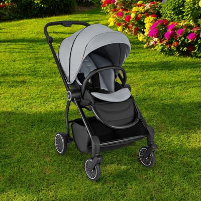 Toddler Foldable Pram Stroller with Reversible Seat Reclining Backrest