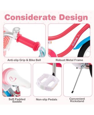 Kids Girls Bike with Doll Seat and Training Wheels for Easy Riding