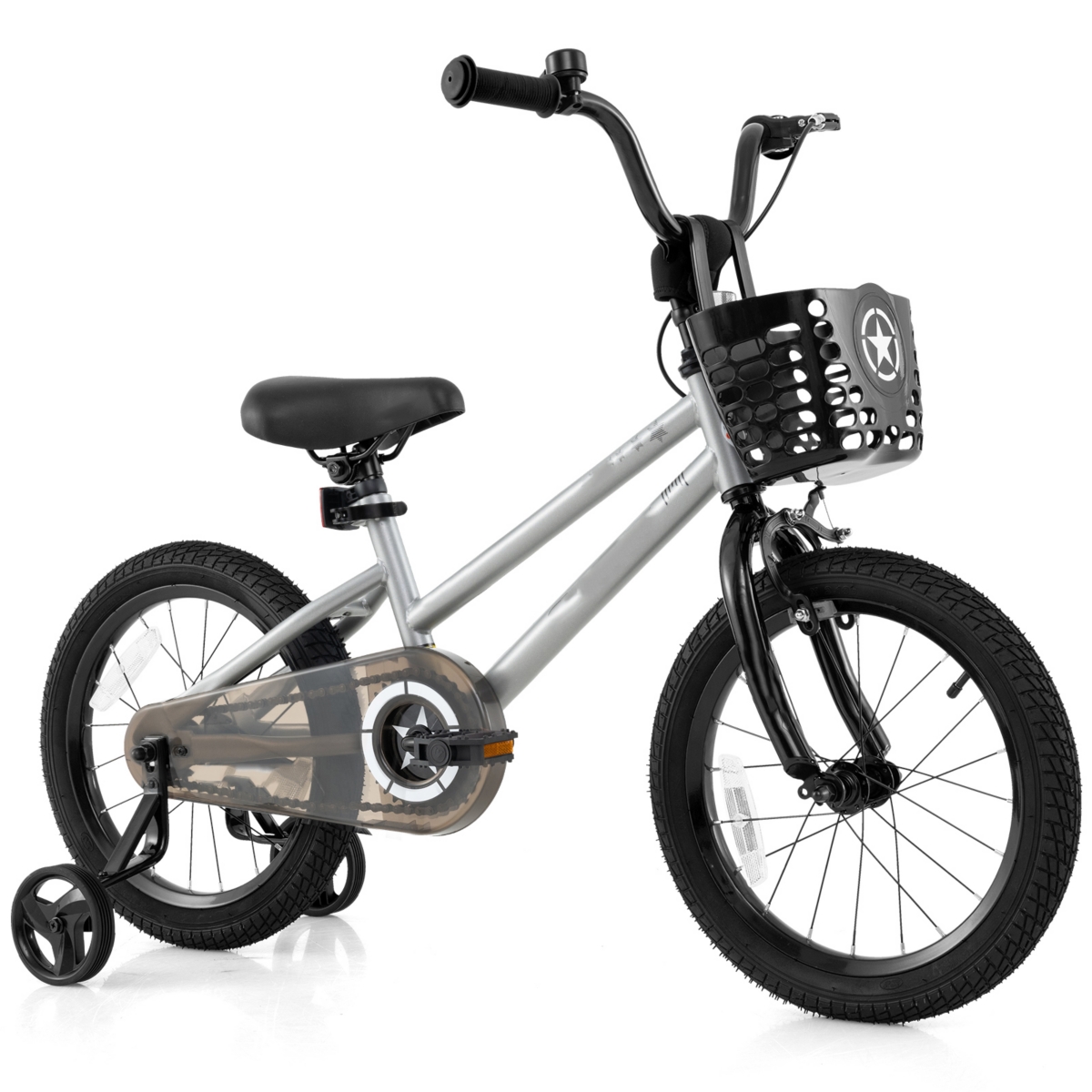 Kids Bike with Adjustable Seat and Transparent Chain Cover