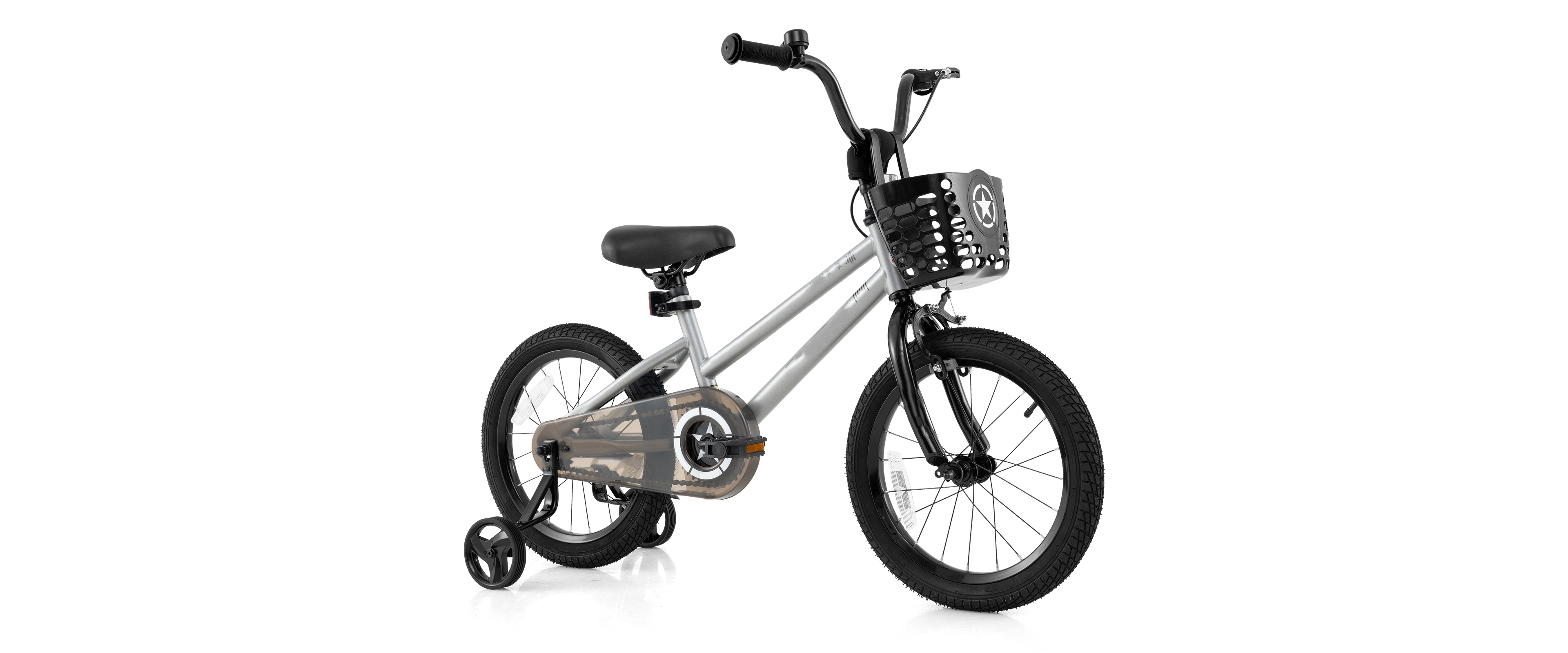 Kids Bike with Adjustable Seat and Transparent Chain Cover