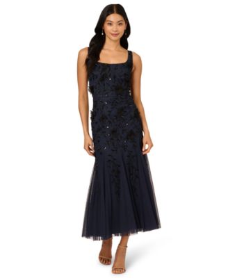 Women's Beaded Mesh Midi Dress